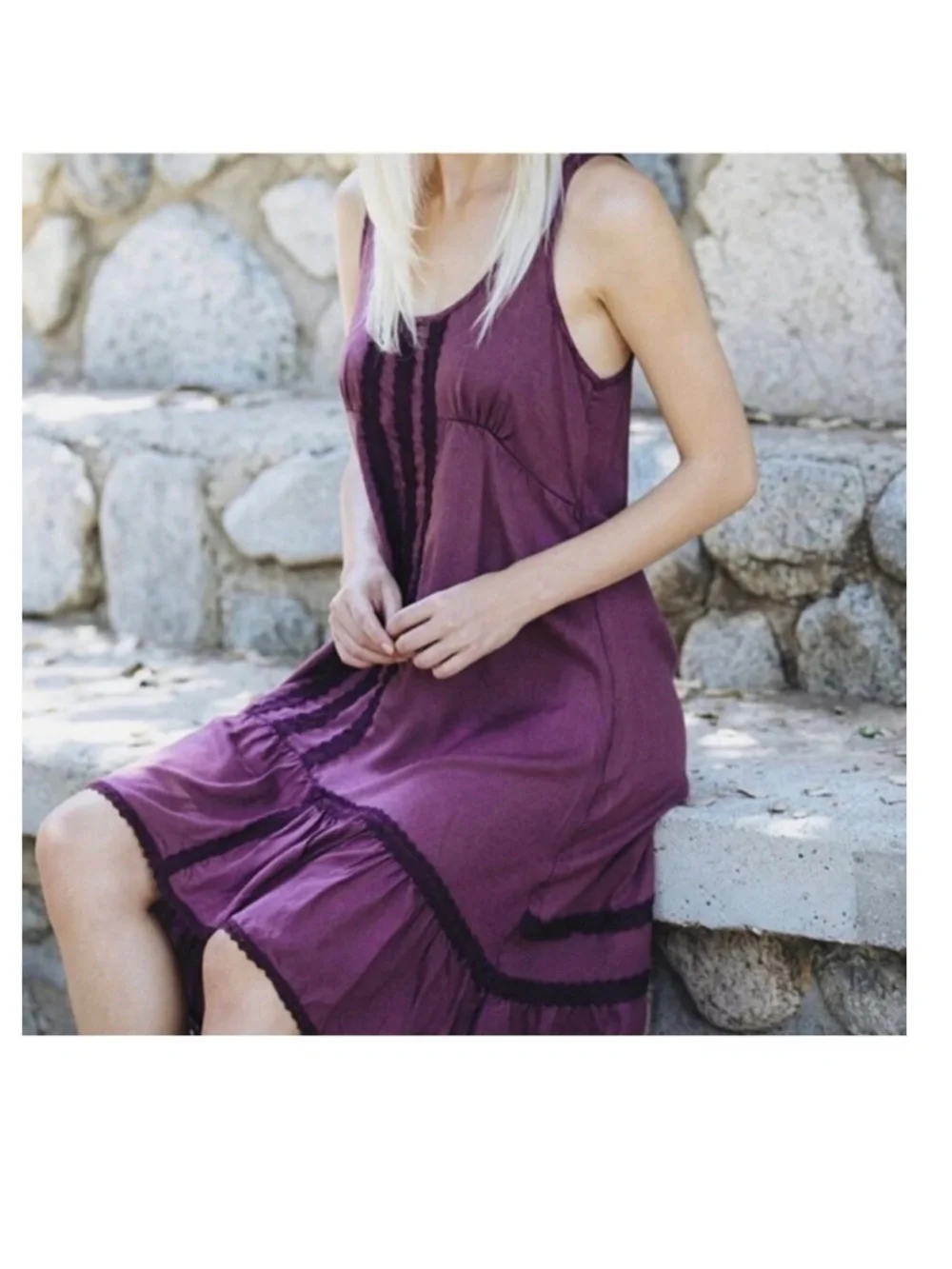 🌺 NWT!! Free People Parisian Lace Midi Slip Dress in Burgundy (S)